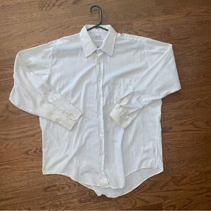 Vintage Iveys Pinstripe Button Up Dress Shirt Mens Size Large White Classic